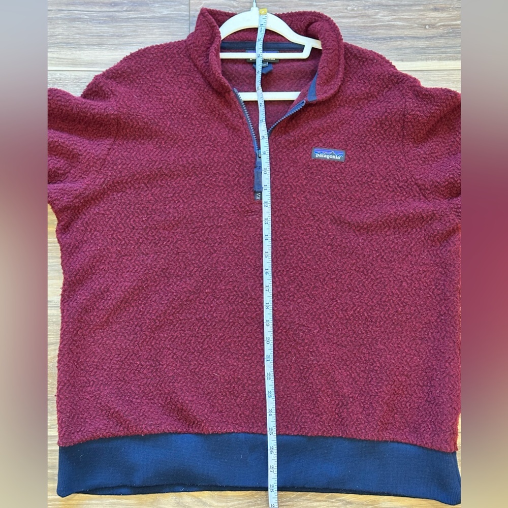 Patagonia Woolyester Fleece Pullover Women’s Burgundy Oxide Red/Blue Trim XL - Picture 8 of 9